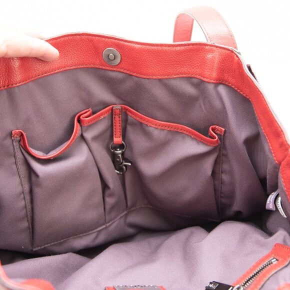 Kooba Shoulder Bag Pebbled Leather Convertible Side Panels Red - Picture 7 of 16